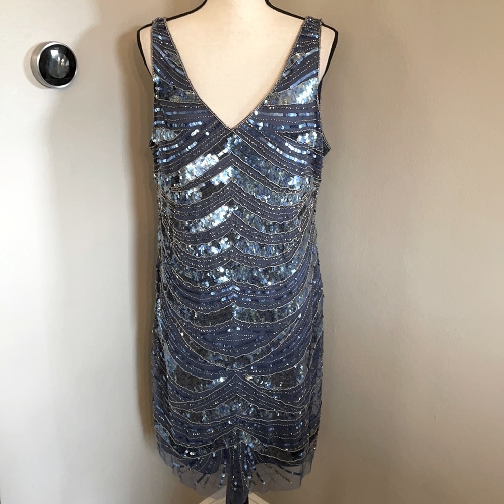 PATRA sequin dress blue navy silver